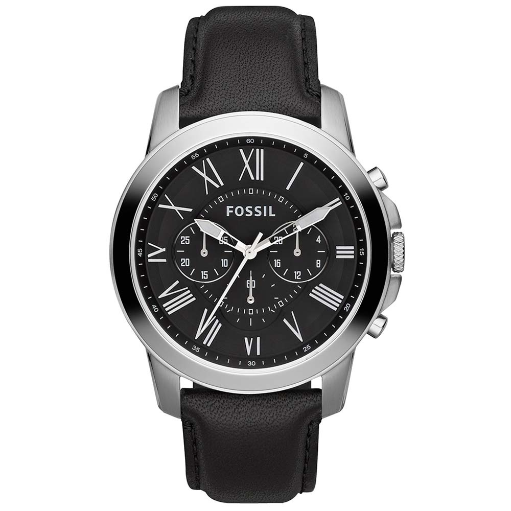 Reloj Fossil Grant FS4812 Cronómetro Correa de Cuero y Dial Negro