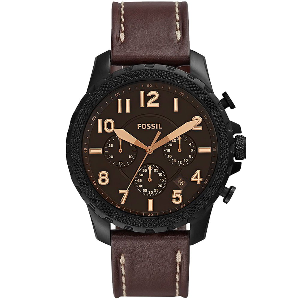 Reloj Fossil Bowman FS5601 Fecha Cronómetro Correa de Cuero y Dial Marrón