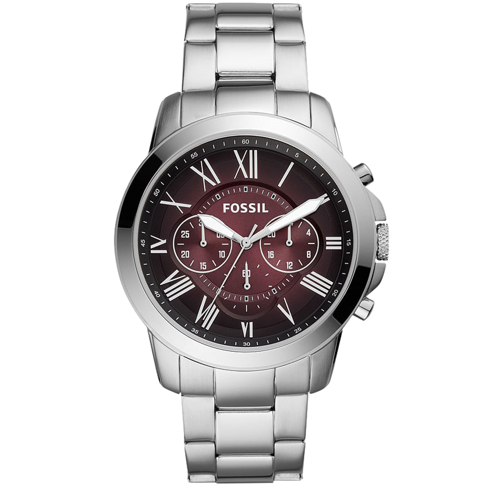 Reloj Fossil Grant FS5628 Cronómetro Acero Inoxidable Dial Vino