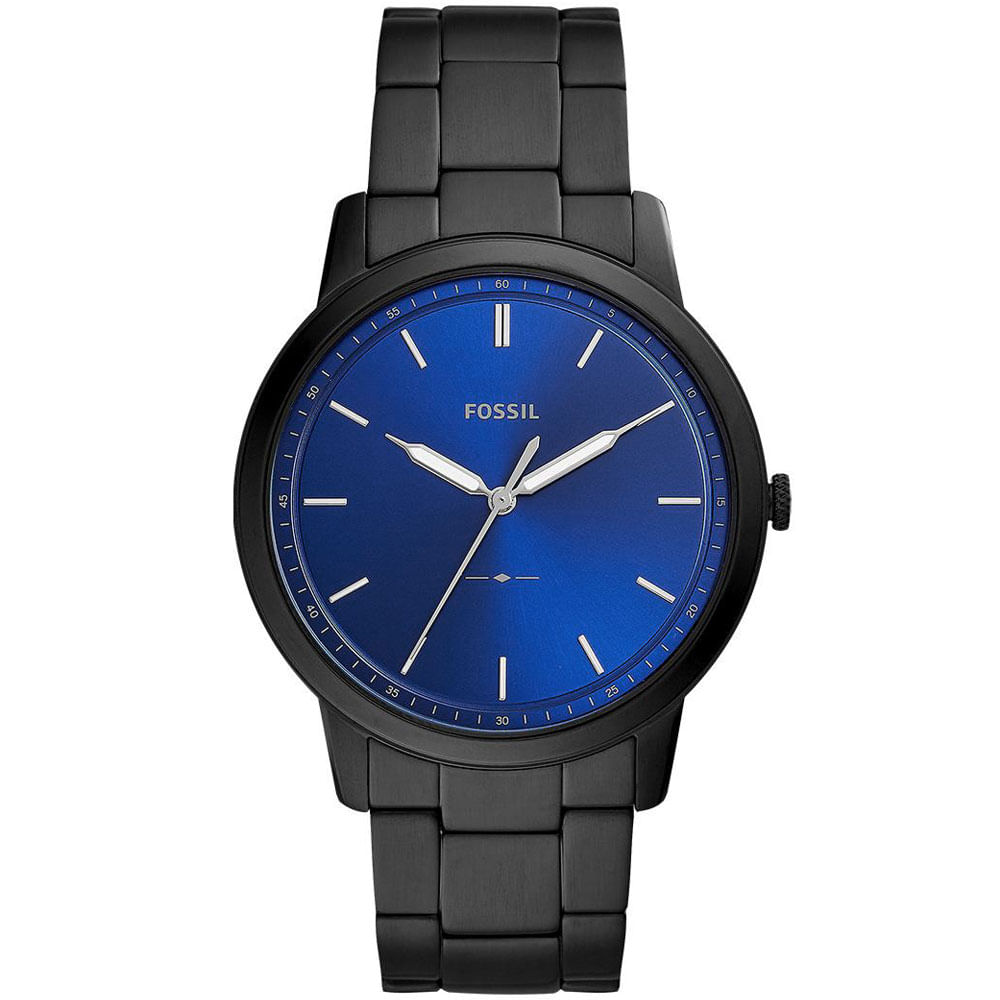 Reloj Fossil Minimalist FS5693 Acero Inoxidable Negro Dial Azul