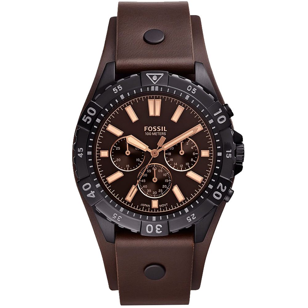 Reloj Fossil Garrett FS5626 Cronómetro Correa de Cuero y Dial Marrón