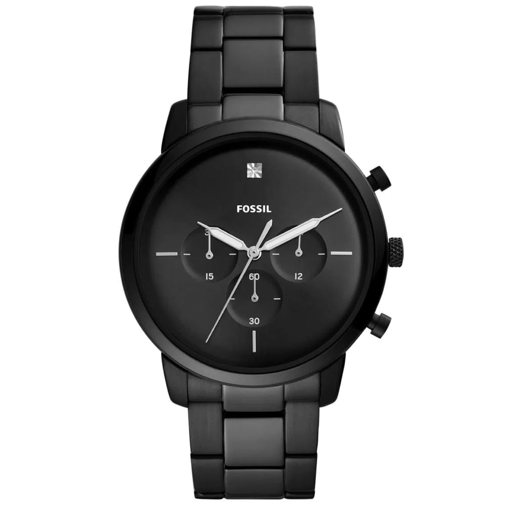 Reloj Fossil Neutra FS5583 Cronómetro Acero Inoxidable Negro
