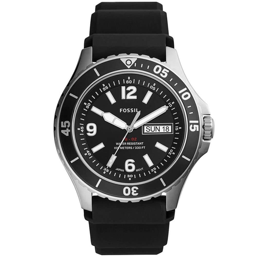 Reloj Fossil FB-02 FS5689 Fecha Correa de Silicona y Dial Negro