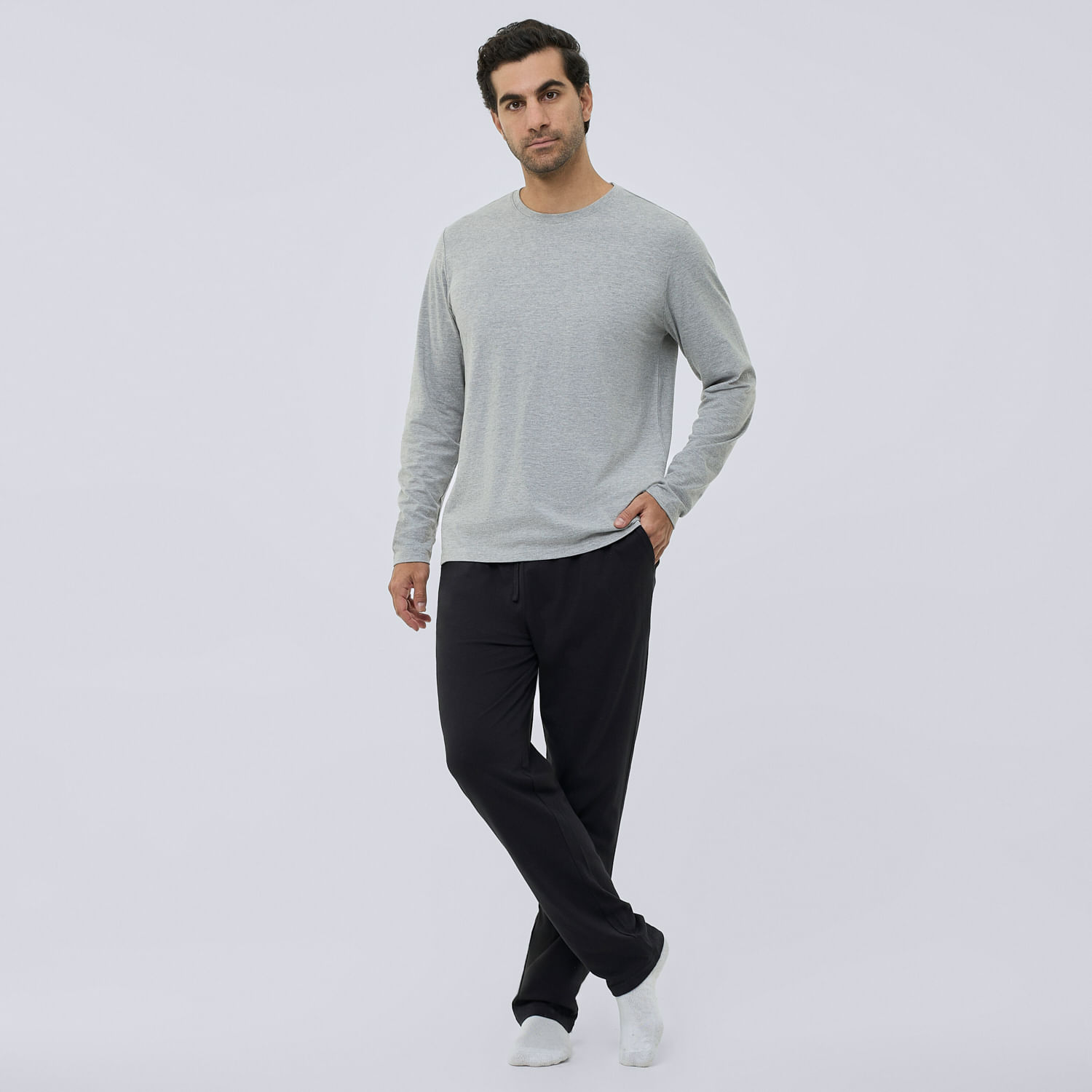 Set Pijama Hombre Manga Larga Essential Storage Gris Talla M