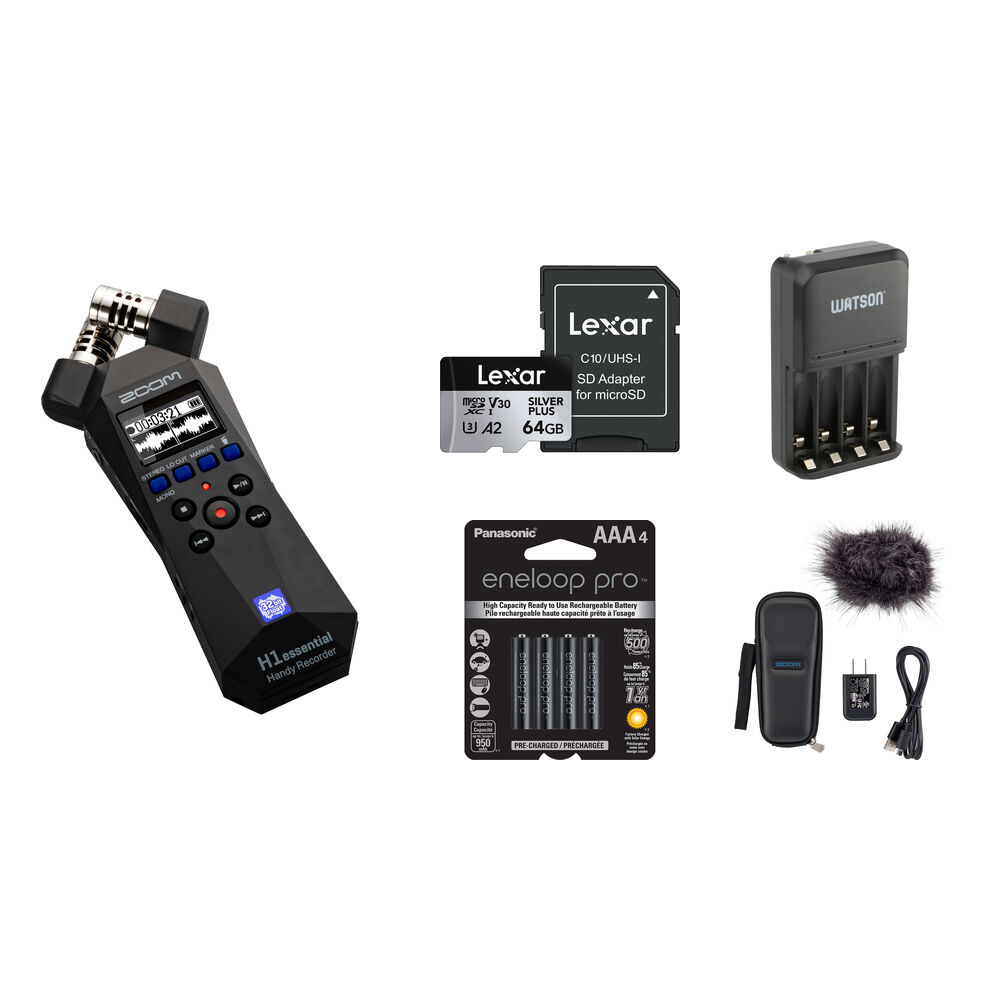 Zoom H1essential Grabadora de Audio Portátil 2-Track 32-Bit Float con Kit Deluxe