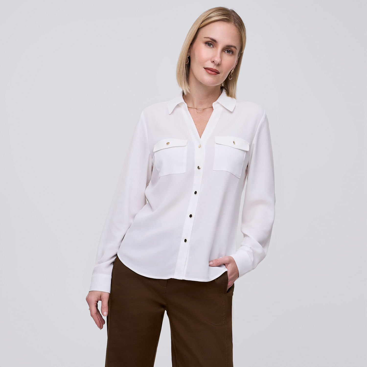 Blusa Mujer Golden Zafin Manga Larga Blanco Xl