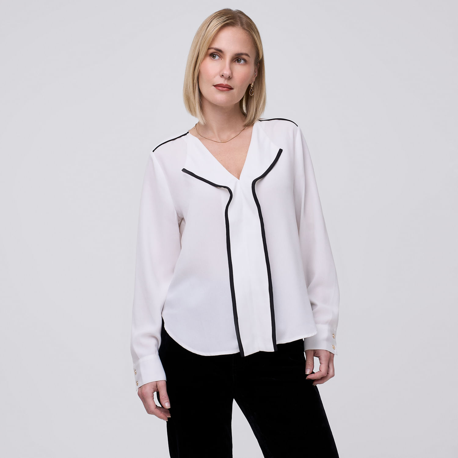 Blusa Mujer Tape Zafin Manga Larga Ecru L