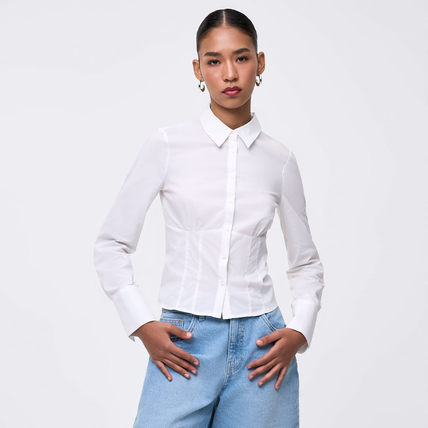 Blusa Mujer Corset Hypnotic Manga Larga Blanco M