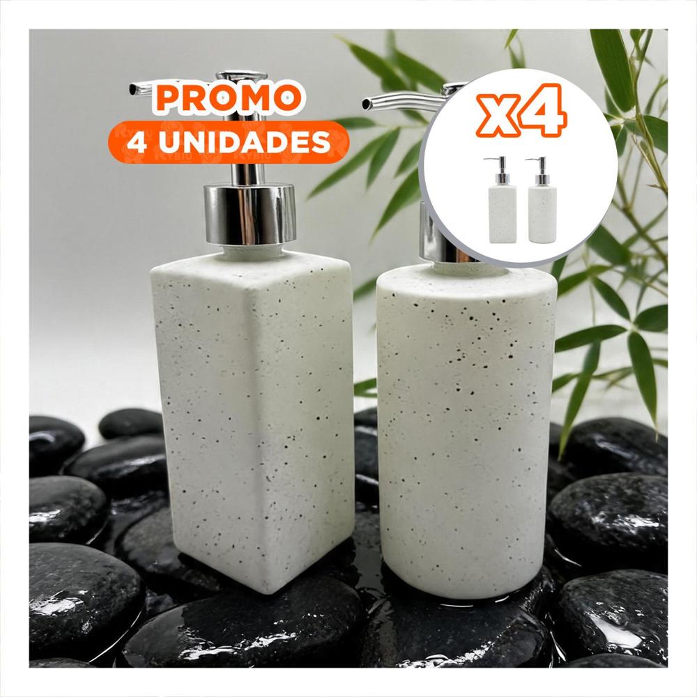 Pack4 Juego 2 Envase para Alcohol Liquido Color Blanco con Acabado Dorado