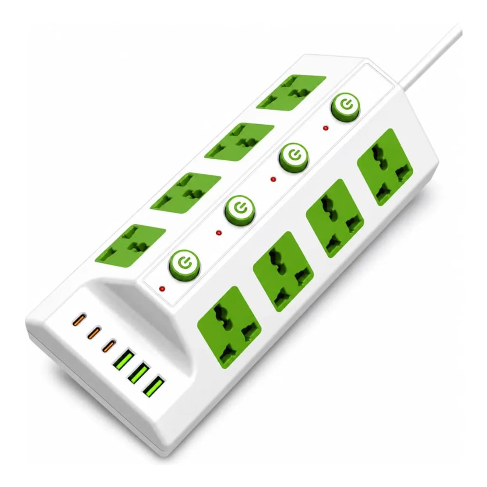 Tomacorriente 8 Tomas 3000w Usb-c 180 Cm