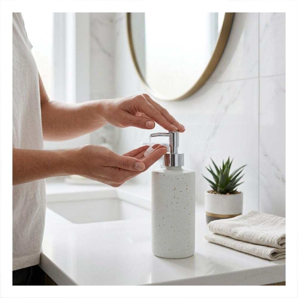 Envase para Jabon Espuma Cilindro Color Blanco  con Acabado Dorado Y Papel Regalo