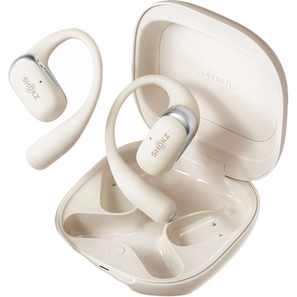 SHOKZ OpenFit 2 Auriculares Inalámbricos Verdaderos de Diseño Abierto Beige con Tecnolog