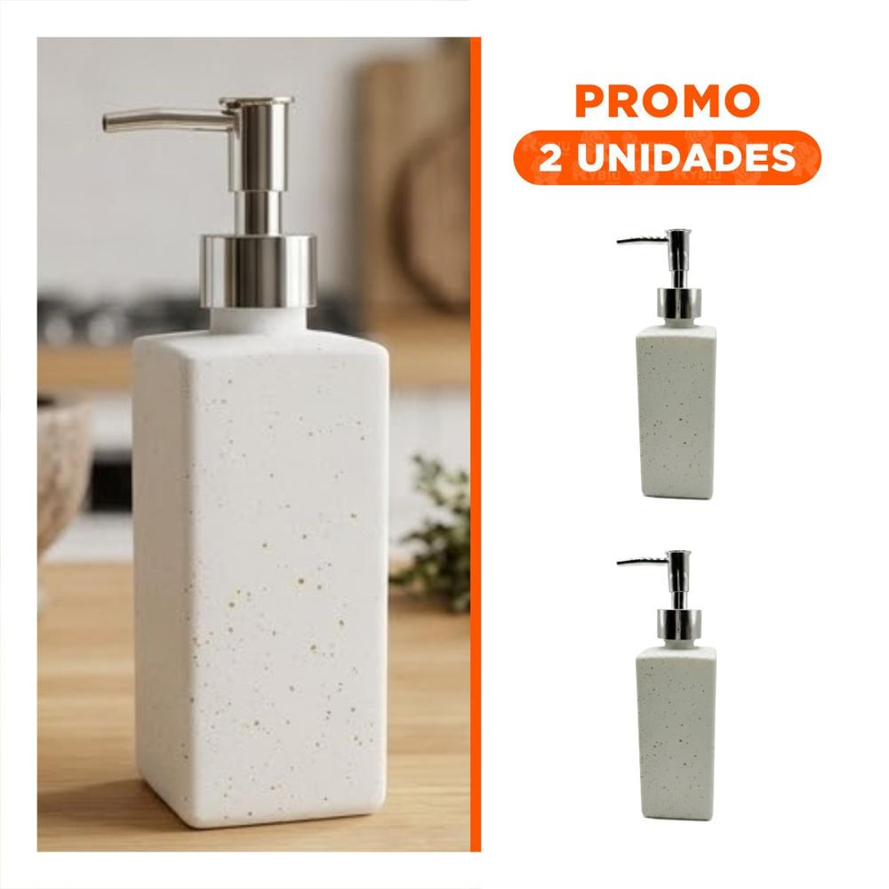 Pack2 Envase para Crema Liquida Rectangular con Puntos Dorados Color Blanco