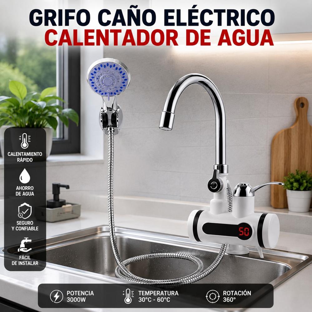 Grifo Caño Electrico con Ducha Calentador de Agua 