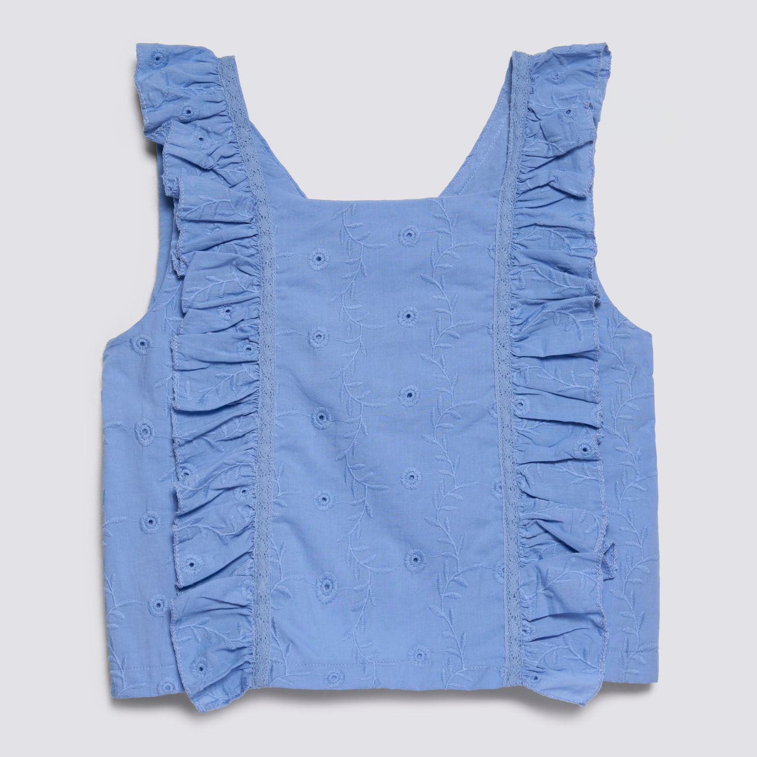 Blusa Teen Niña Full Broderie Zubito Celeste Talla 16X