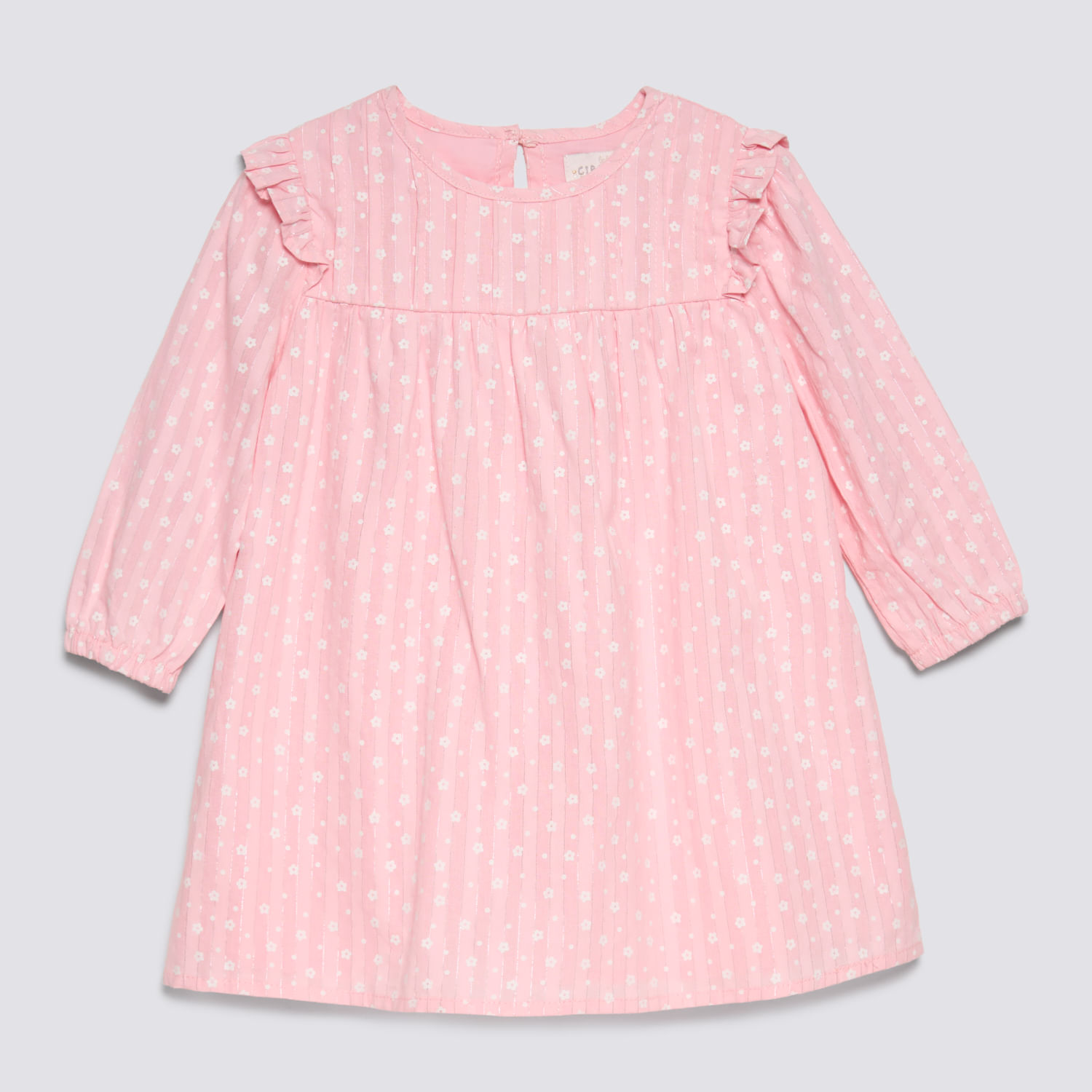 Vestido Manga Larga Bebé Niña Full Print Lurex Baby Circus Rosado Talla 36M