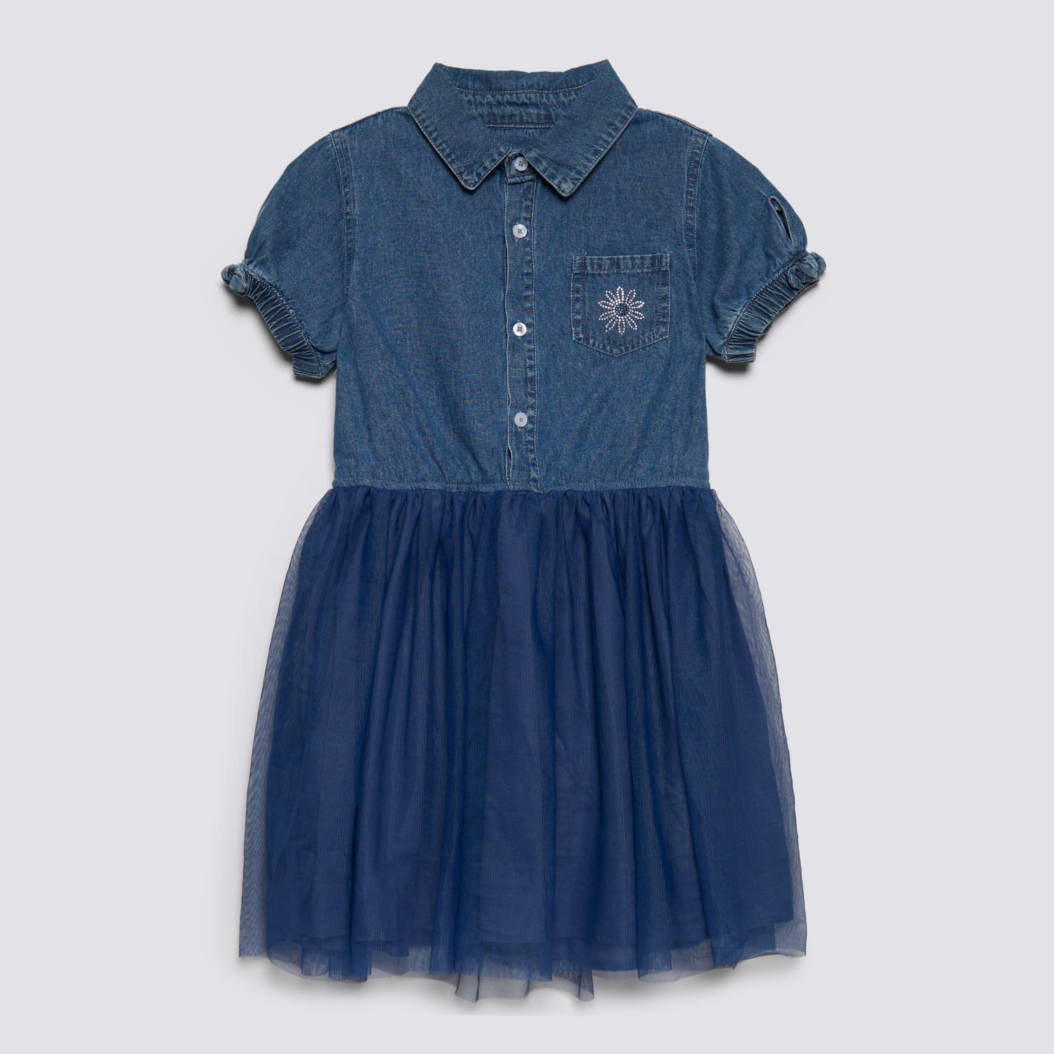 Vestido Manga Corta Niña Chambray Tutu Circus Azul Talla 4