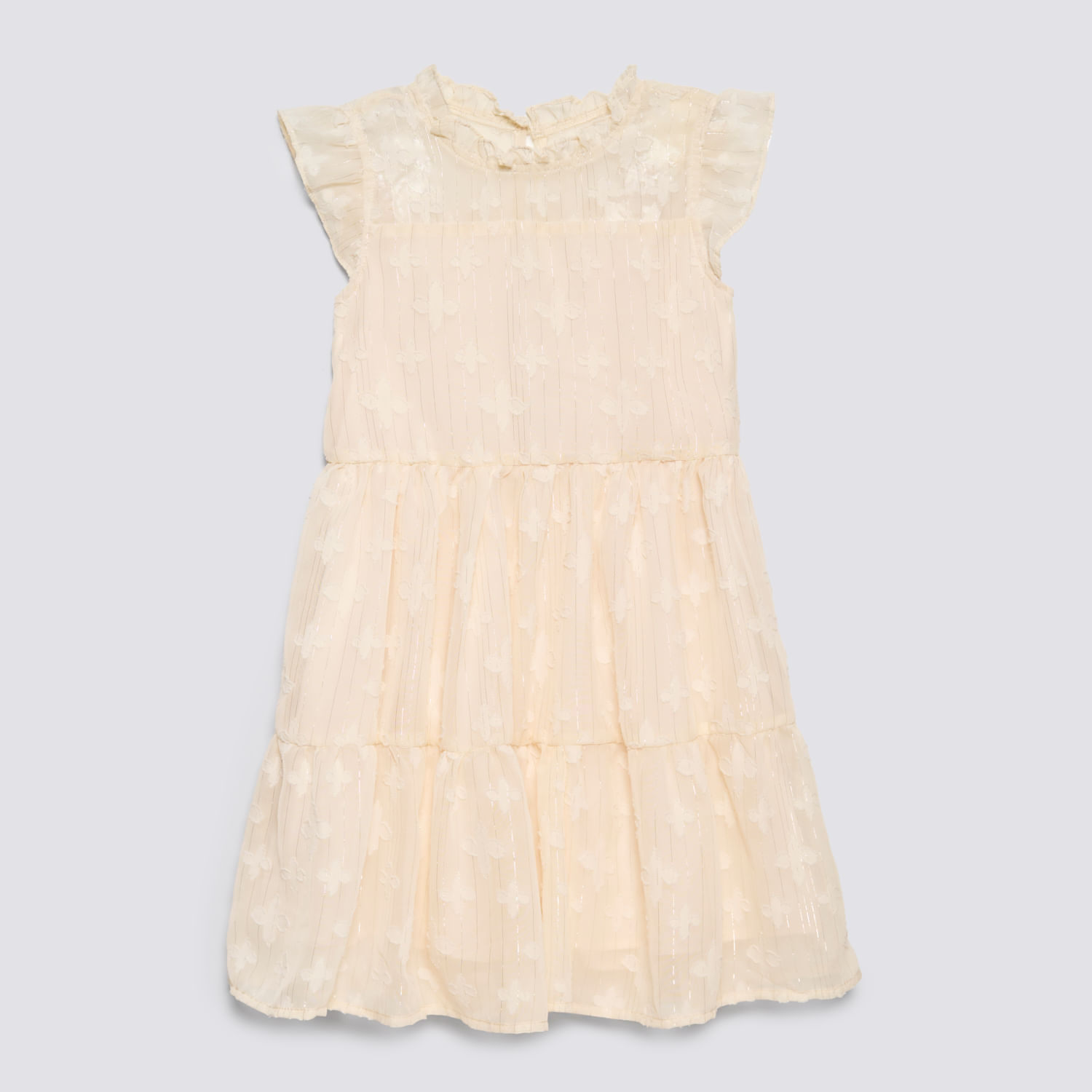 Vestido Manga Corta Niña Fiesta Lurex Circus Beige Talla 4