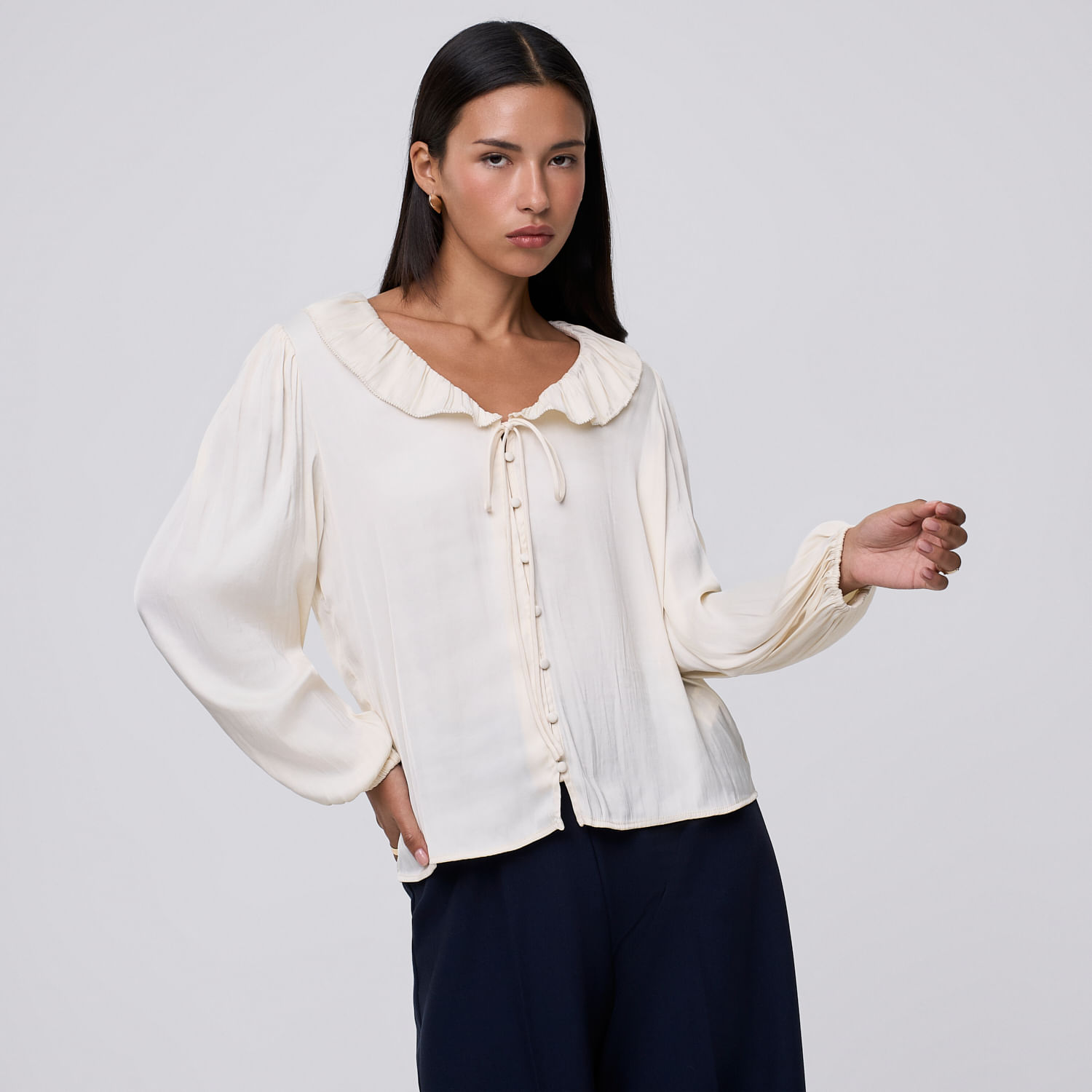 Blusa Mujer Strap Malabar Manga Larga Off White M