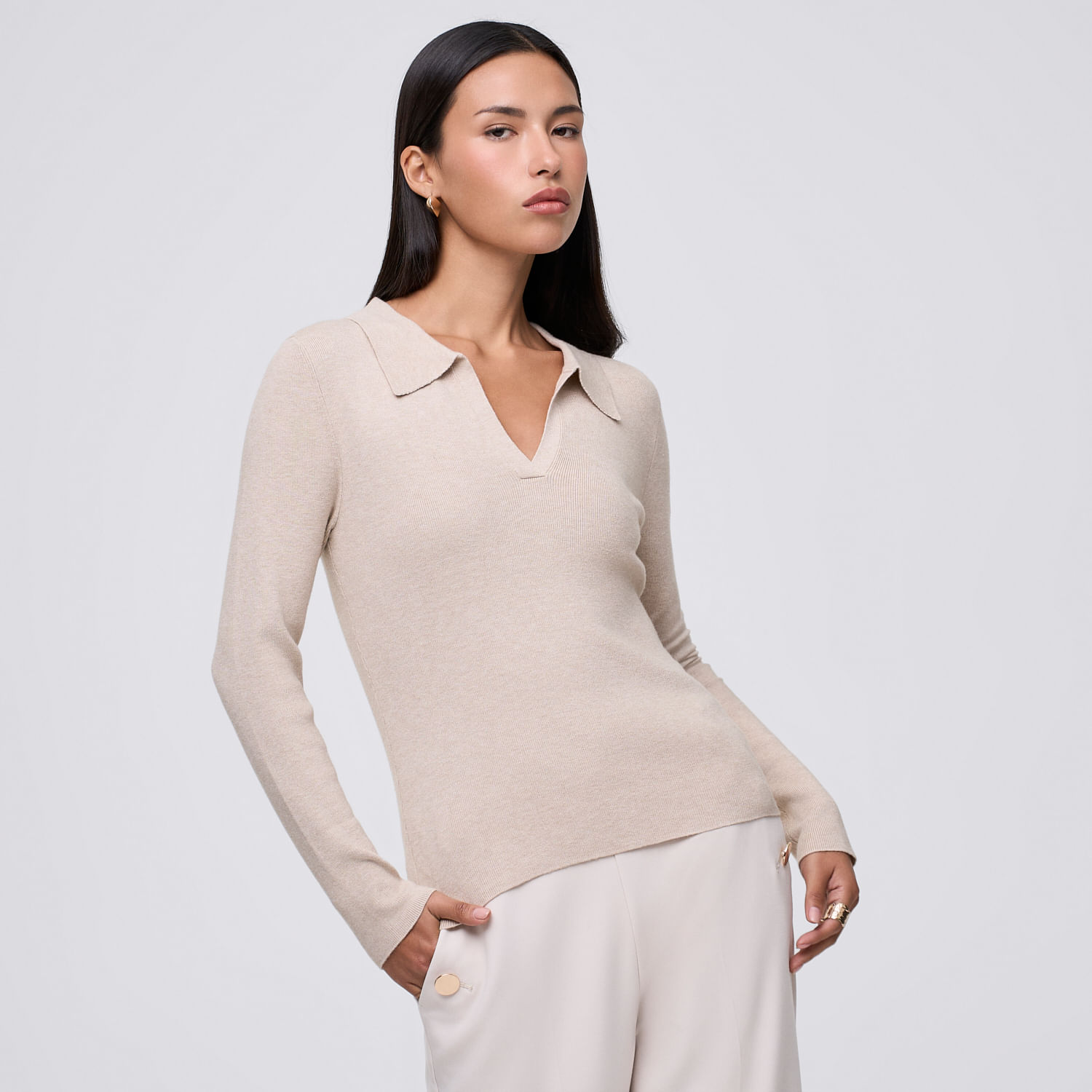 Chompa Mujer Jhonny Malabar Manga Larga Beige L