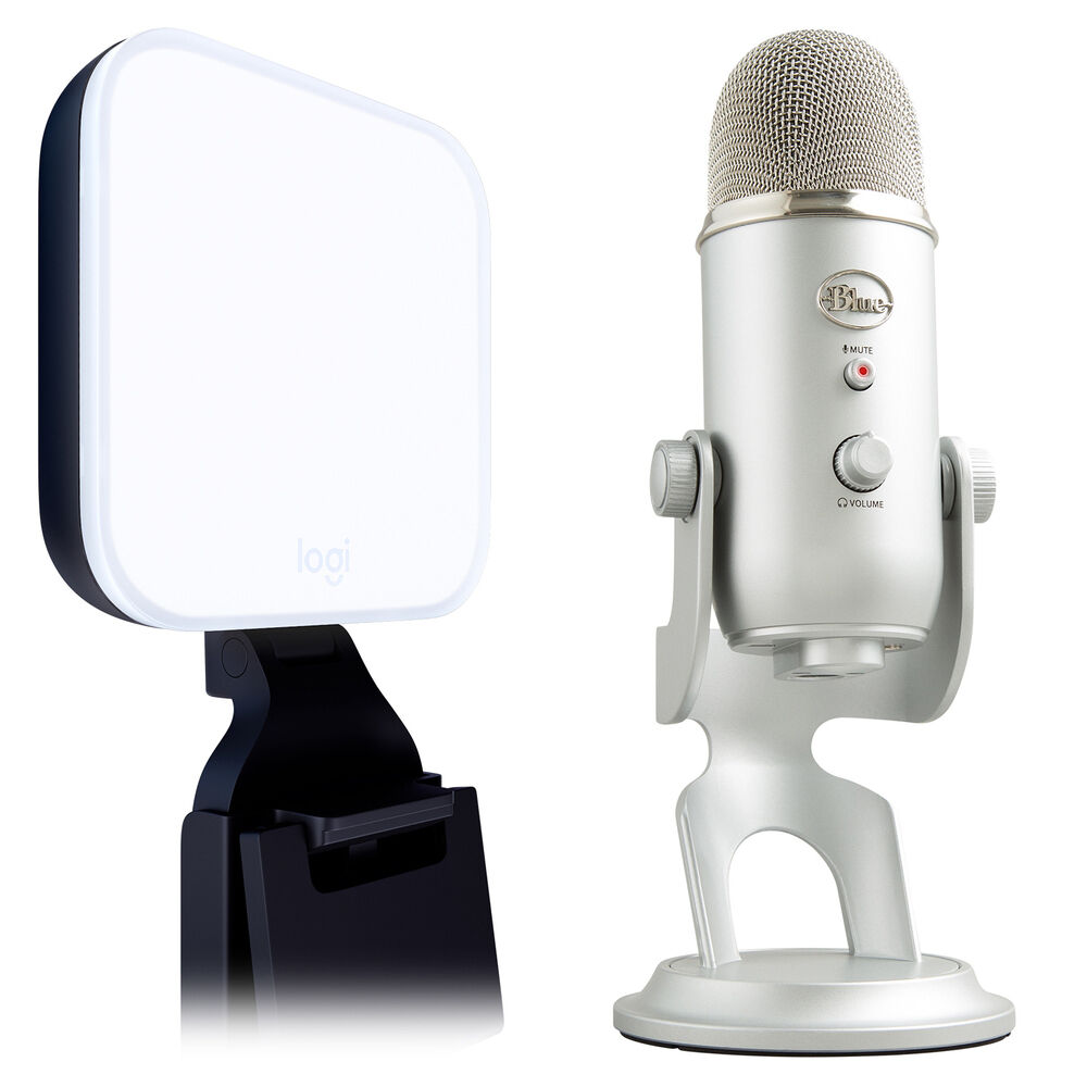 Logitech Litra Glow Kit de Luz Premium y Micrófono Blue Yeti - Audio de Calidad de Transm