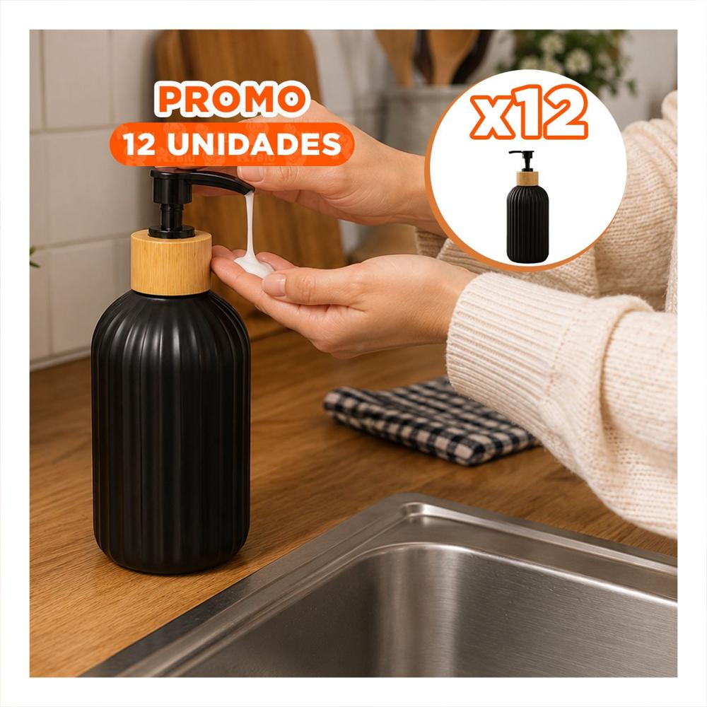 Pack12 Dosificador para Jabon de Manos Cilindro Color Negro 7x19cm YPapel Regalo
