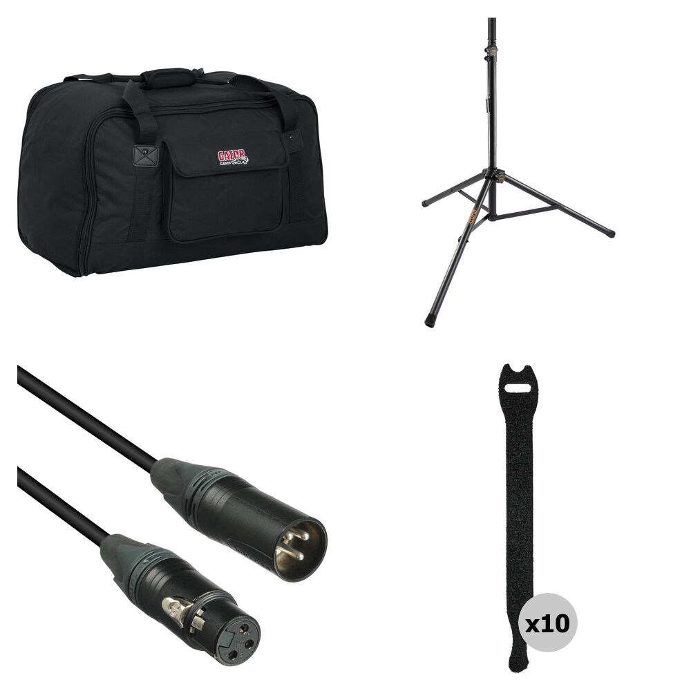 Gator GPA-TOTE10 Kit de Transporte para Altavoces de 10"" con Soporte, Cable XLR y Correas