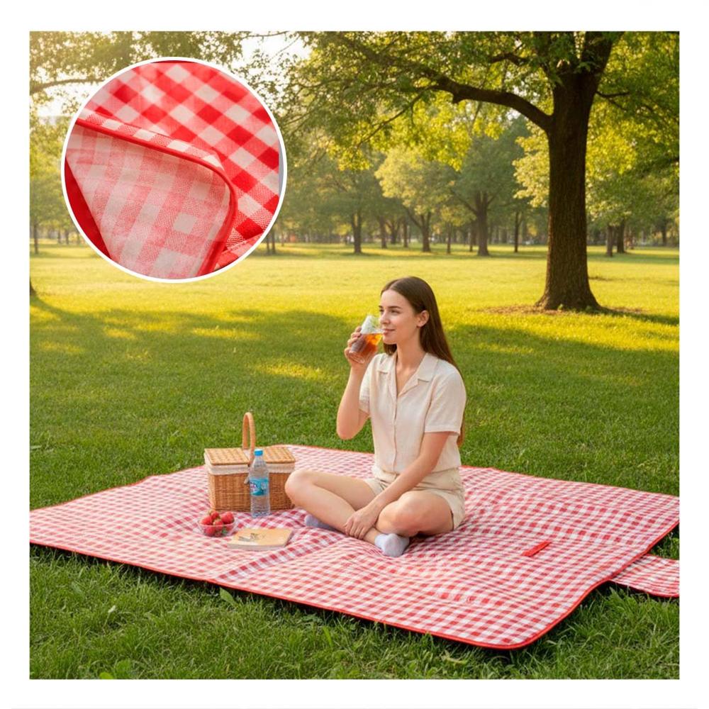 Manta Tipo Cartera 160x200cm Una Tela para Picnic en Exterior Color Rojo YSticky
