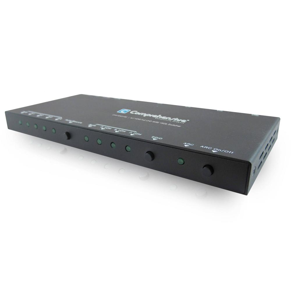 Comprehensive Switcher HDMI 4x1 UHD 4K - Soporta 3D, 12-Bit Color, ARC, Control RS-232 e I