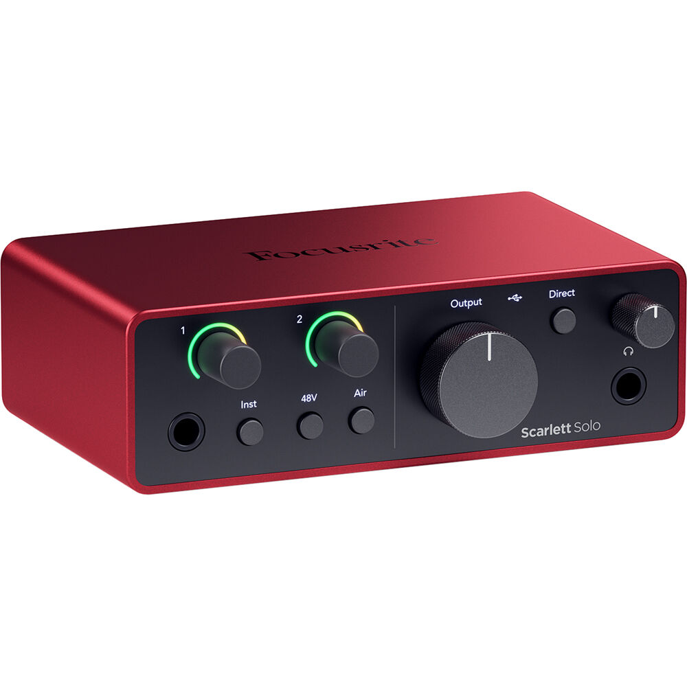 Focusrite Scarlett Solo 4ta Generación Interfaz de Audio USB-C 2x2, Preamp de Micrófono