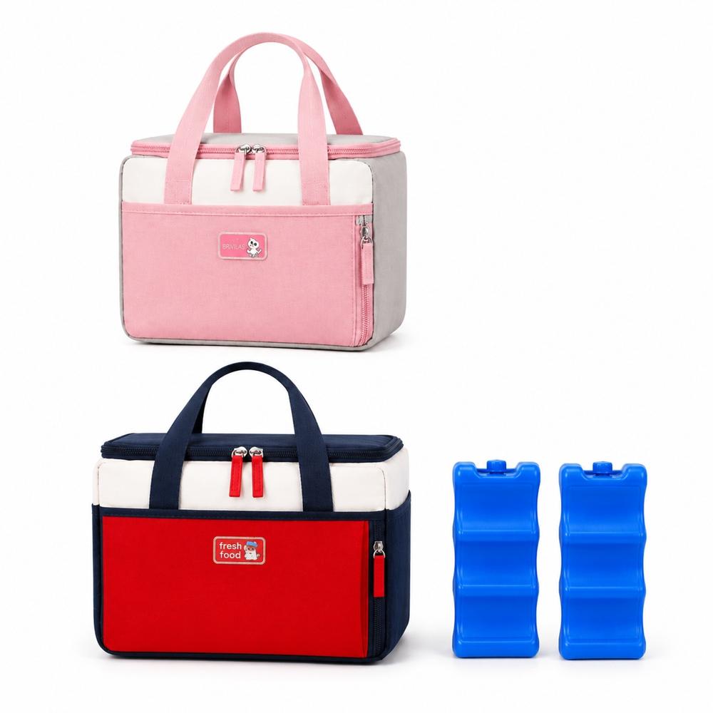 Pack 2 Cooler Bag Lactancia + 2 Bloques Refrigerantes Loncheras Térmicas Maternas