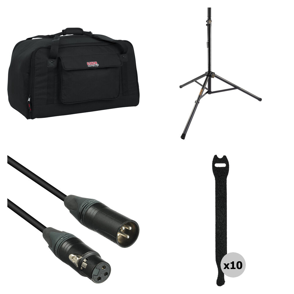 Gator GPA-TOTE12 Kit de Transporte para Altavoces de 12"" con Soporte, Cable XLR y Correas
