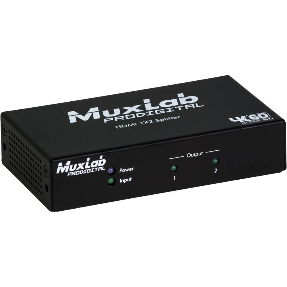MuxLab Splitter HDMI 1x2 4K 60Hz con EDID Management y Soporte HDCP 2.2