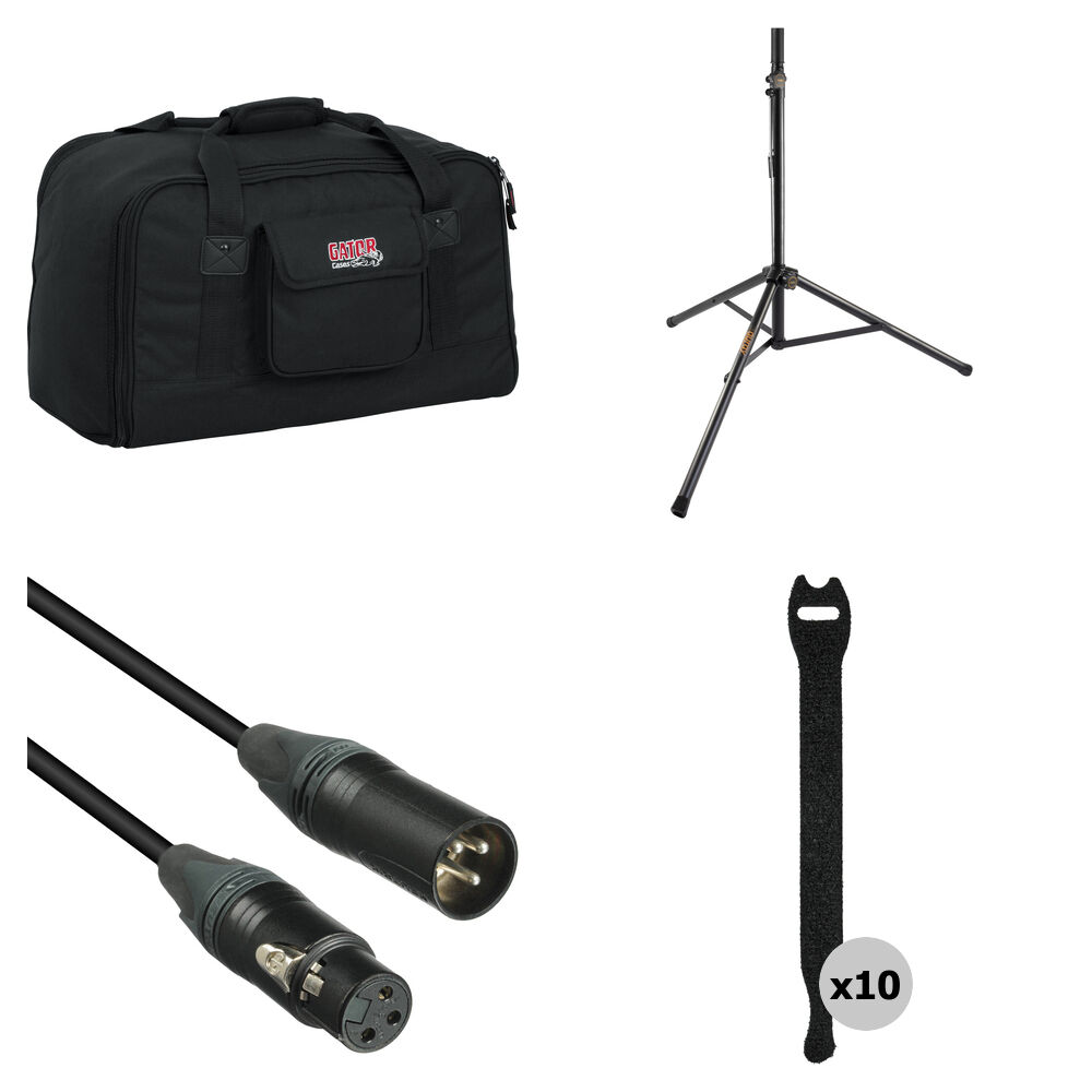 Gator GPA-TOTE8 Kit de Transporte para Altavoces de 8"" con Soporte, Cable XLR y Correas de