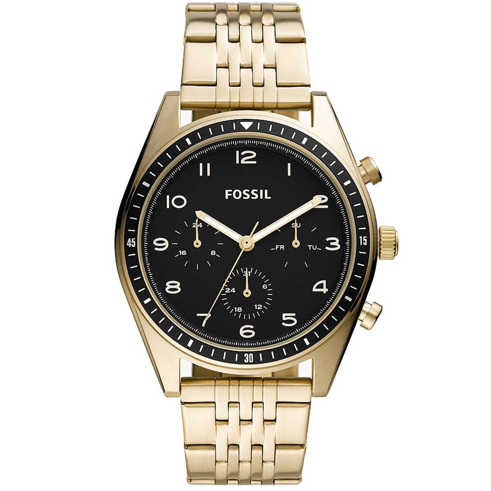 Reloj Fossil Wilkin BQ2617 Multifuncional Acero Inoxidable Dorado Dial Negro