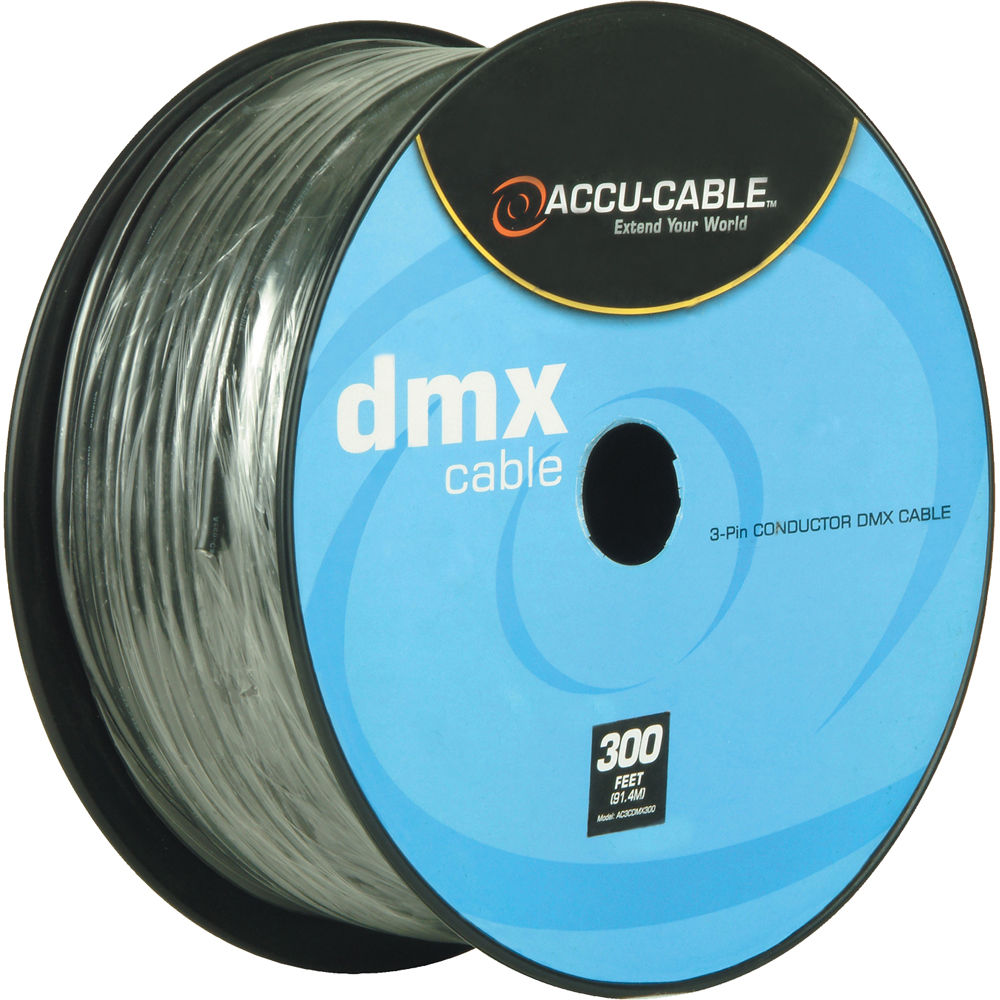 American DJ Accu-Cable 3-Pin DMX Cable Spool 300' 22 AWG para Iluminación y Efectos Espec