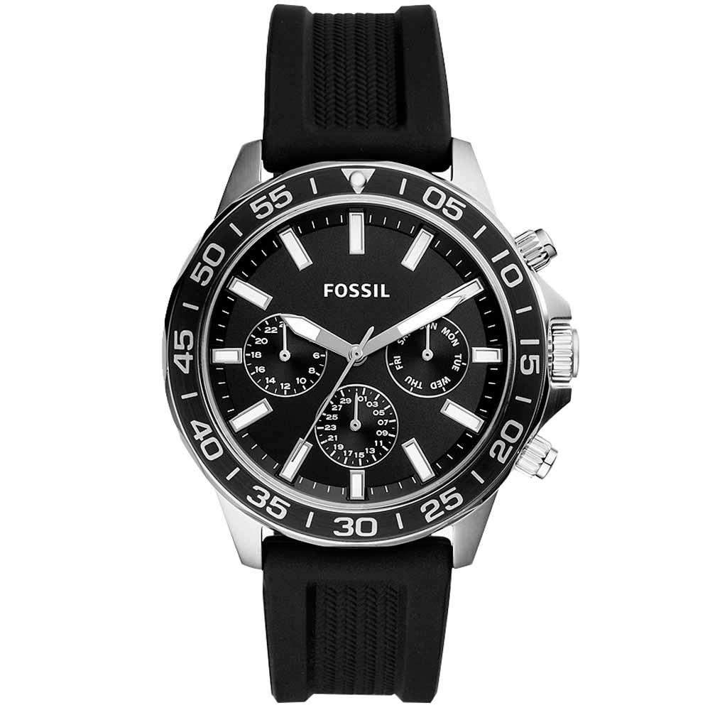 Reloj Fossil Bannon BQ2494 Multifuncional Correa de Silicona y Dial Negro