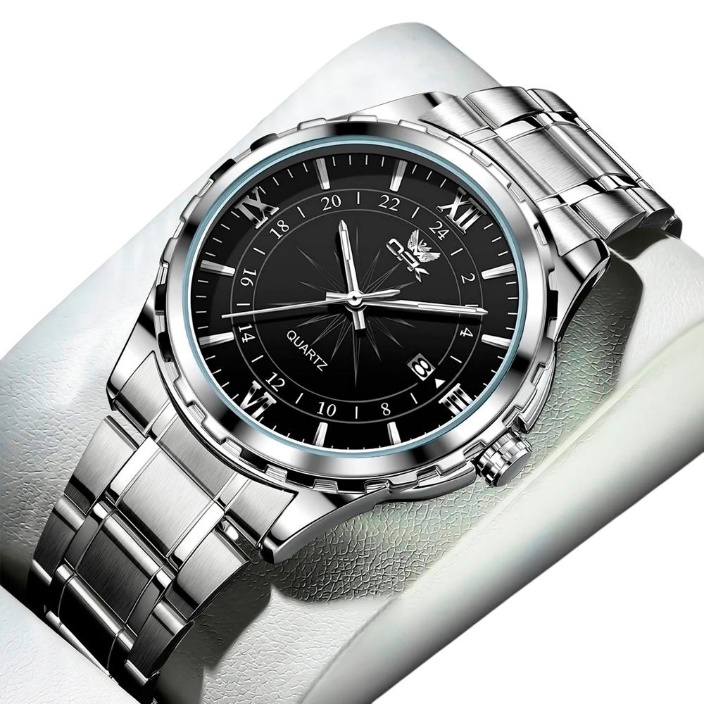 Reloj OPK 6003 Hombre Acero Inoxidable Quartz Calendario Negro