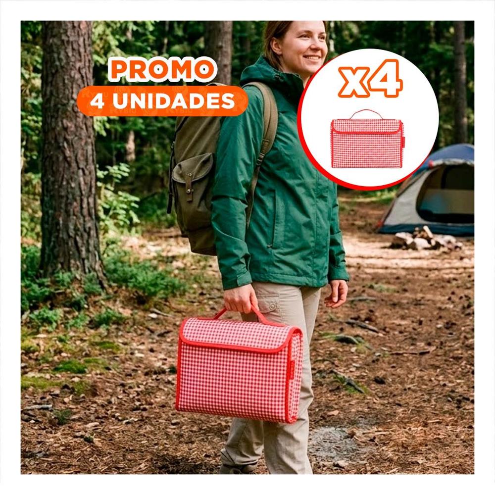 Pack4 Cobija Tipo Cartera Doble Tela para Parque y Playa Color Rojo YPapel Regalo