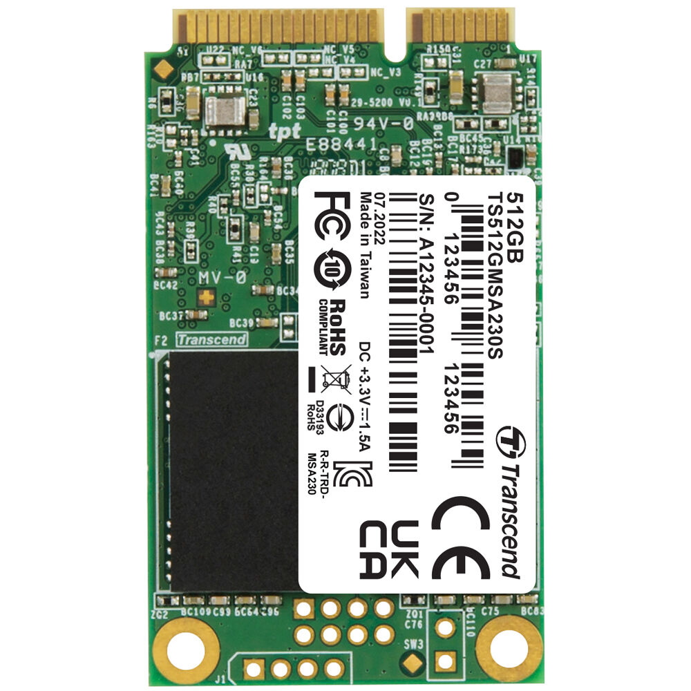 Transcend mSATA SSD 230S 512GB - 3D NAND, hasta 560 MB/s lectura, 280 TBW