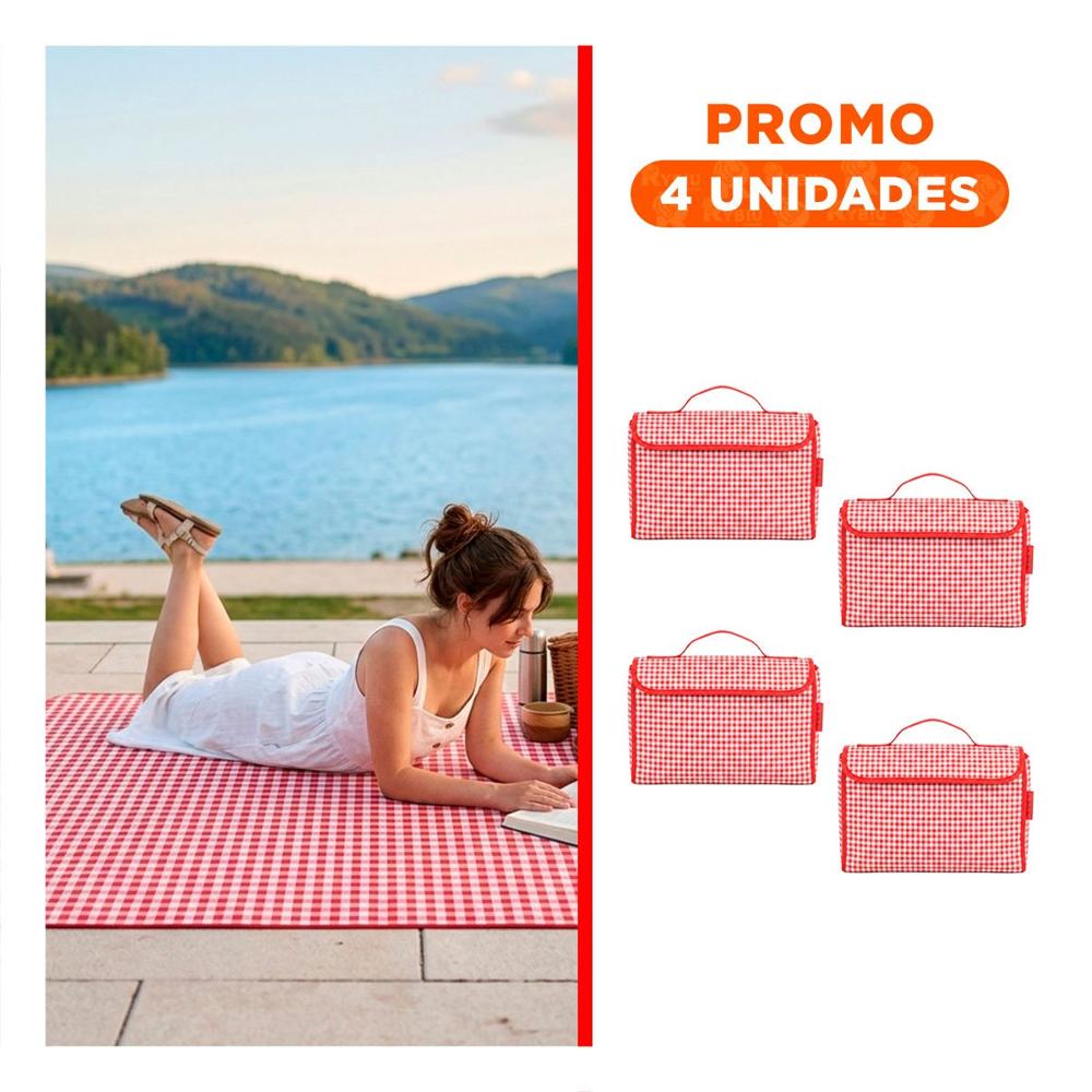 Pack4 Cobertor para Uso en Camping Tipo Cartera Liviano y Practico YRegalo Sticker