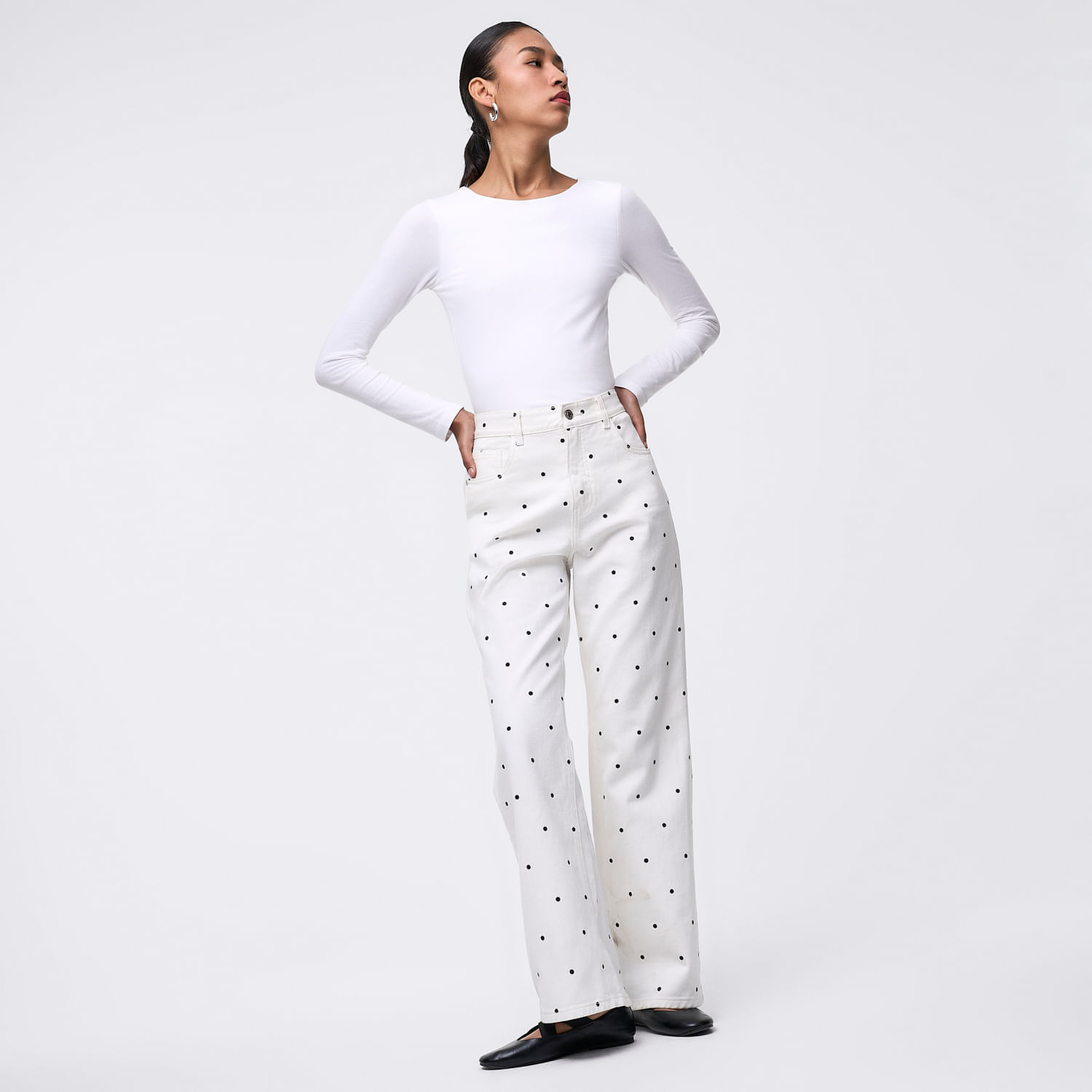 Jean Mujer Dots Hypnotic Straight Off White 26