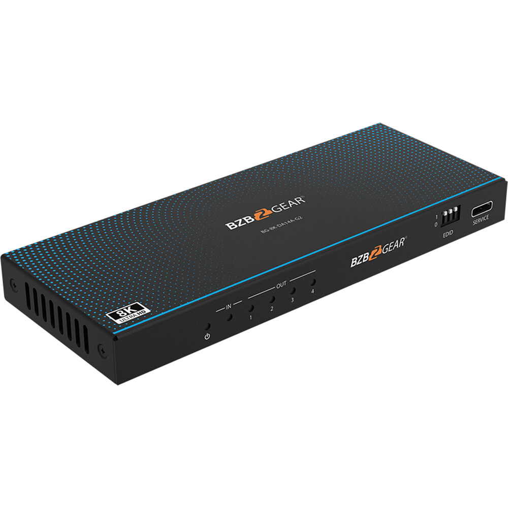 BZBGEAR Splitter HDMI 1x4 con Auto Downscaling y De-Embedder de Audio, hasta 8K 60/120 Hz,