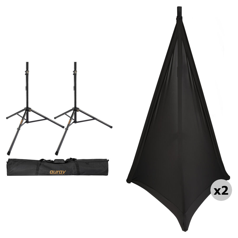 Auray Kit de Soporte para Altavoces PA con Dos Trípodes Ajustables y Funda, Soporta hasta