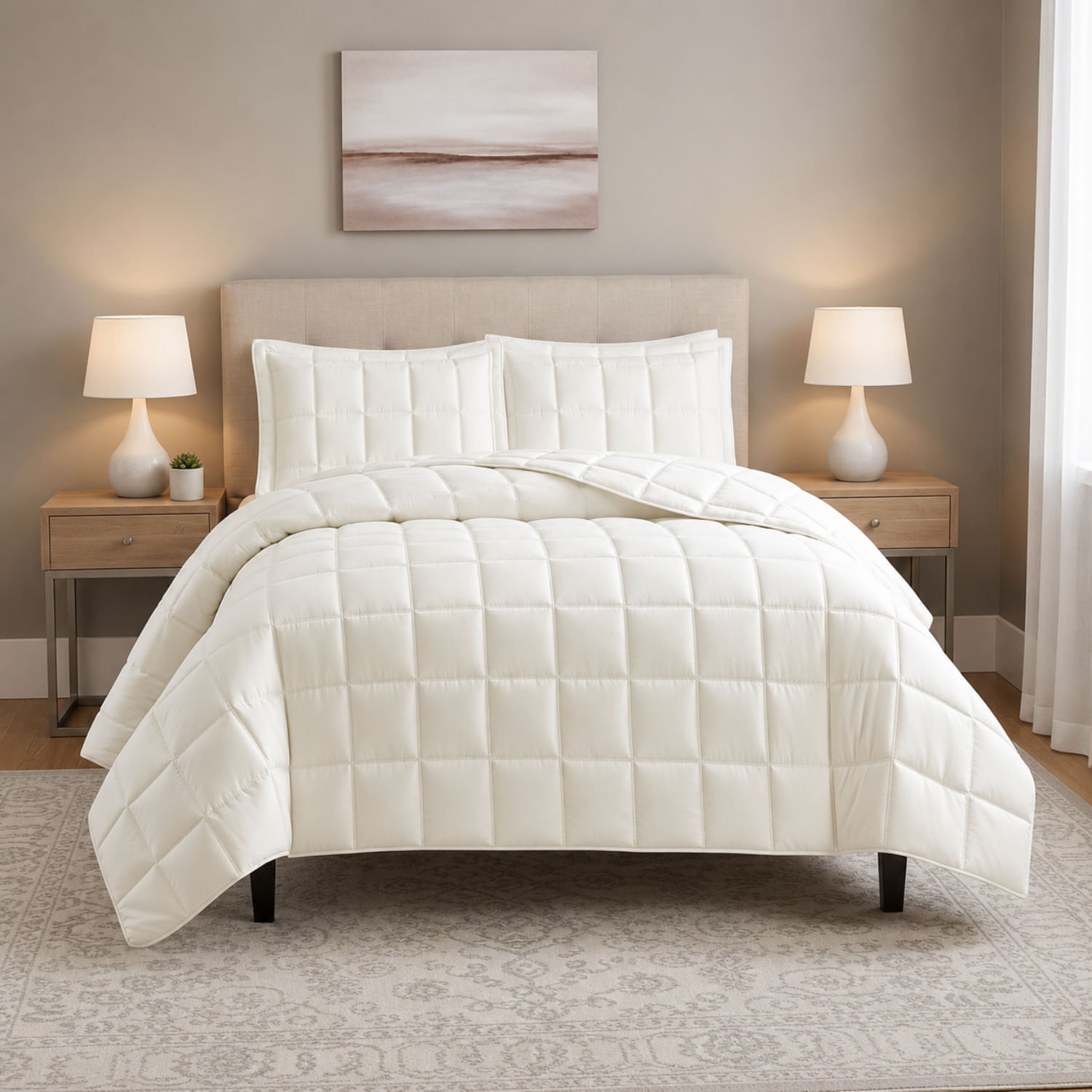 Edredon Pv27 Cuadrados Beige