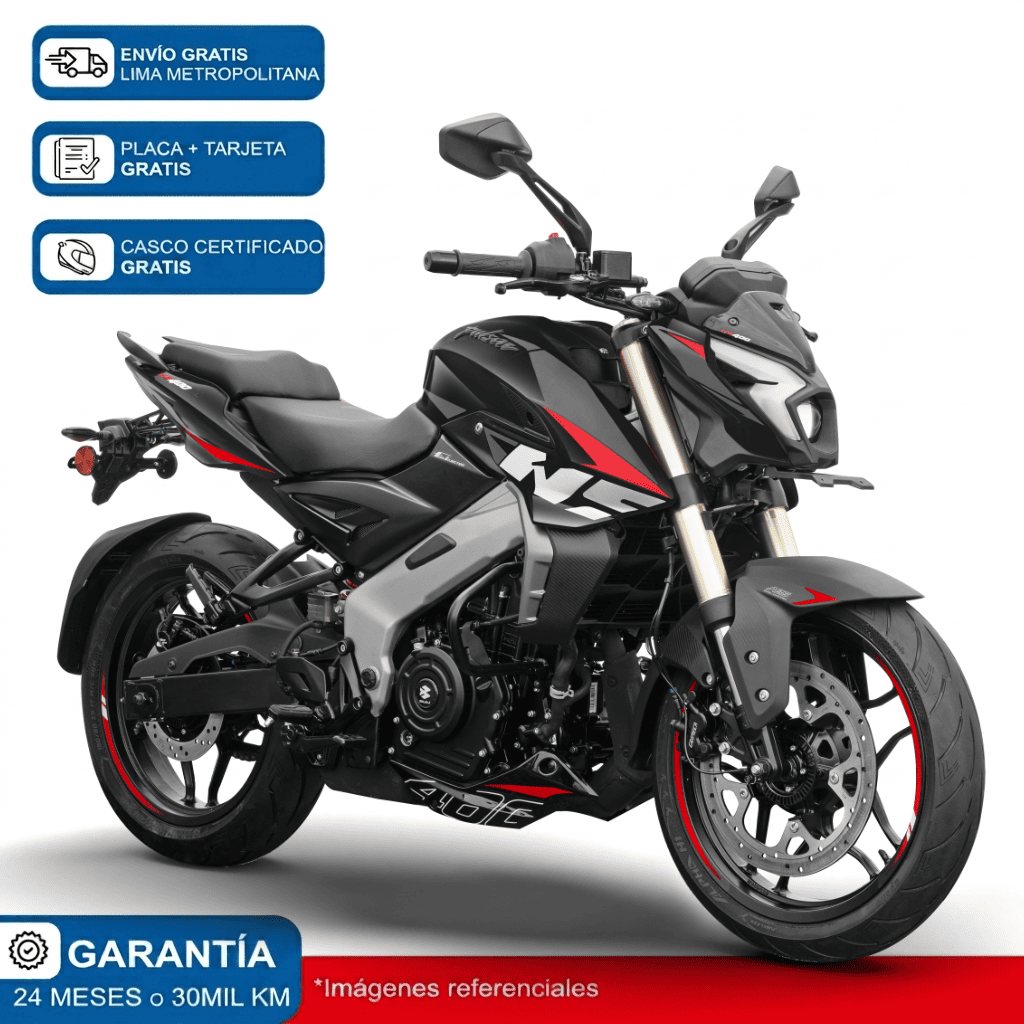 Moto Bajaj Pulsar NS 400 Z Negro Rojo + incluye regalo y cas