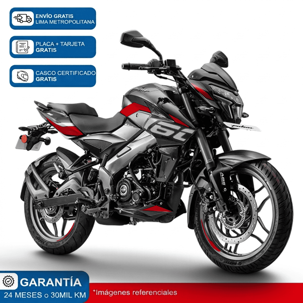 Moto Bajaj Pulsar NS 160 Modelo 2026 Negro Rojo + incluye re