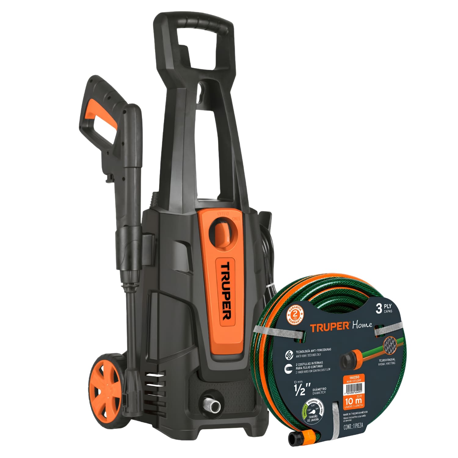 Hidrolavadora Eléctrica 1800 psi y Manguera 10m Truper 103339-16050