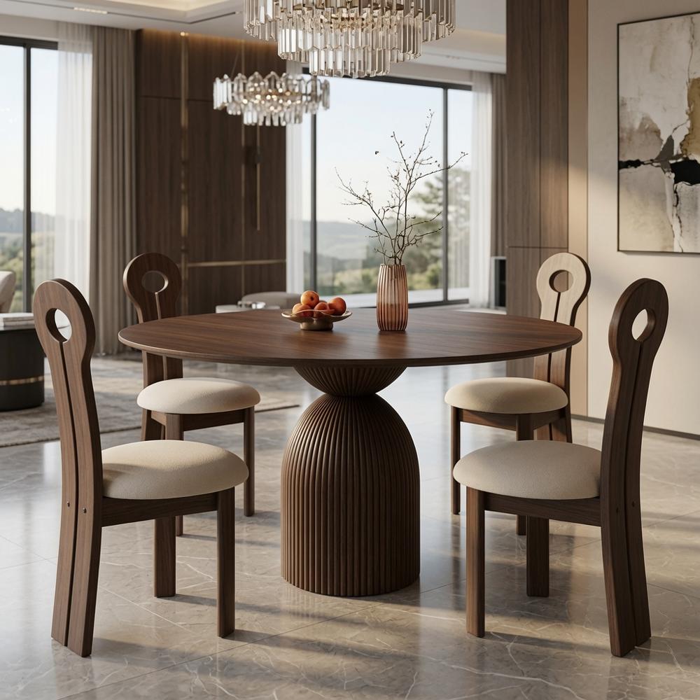 Juego de Comedor Minimalista Ileana TU MESITA 4 sillas Marrón