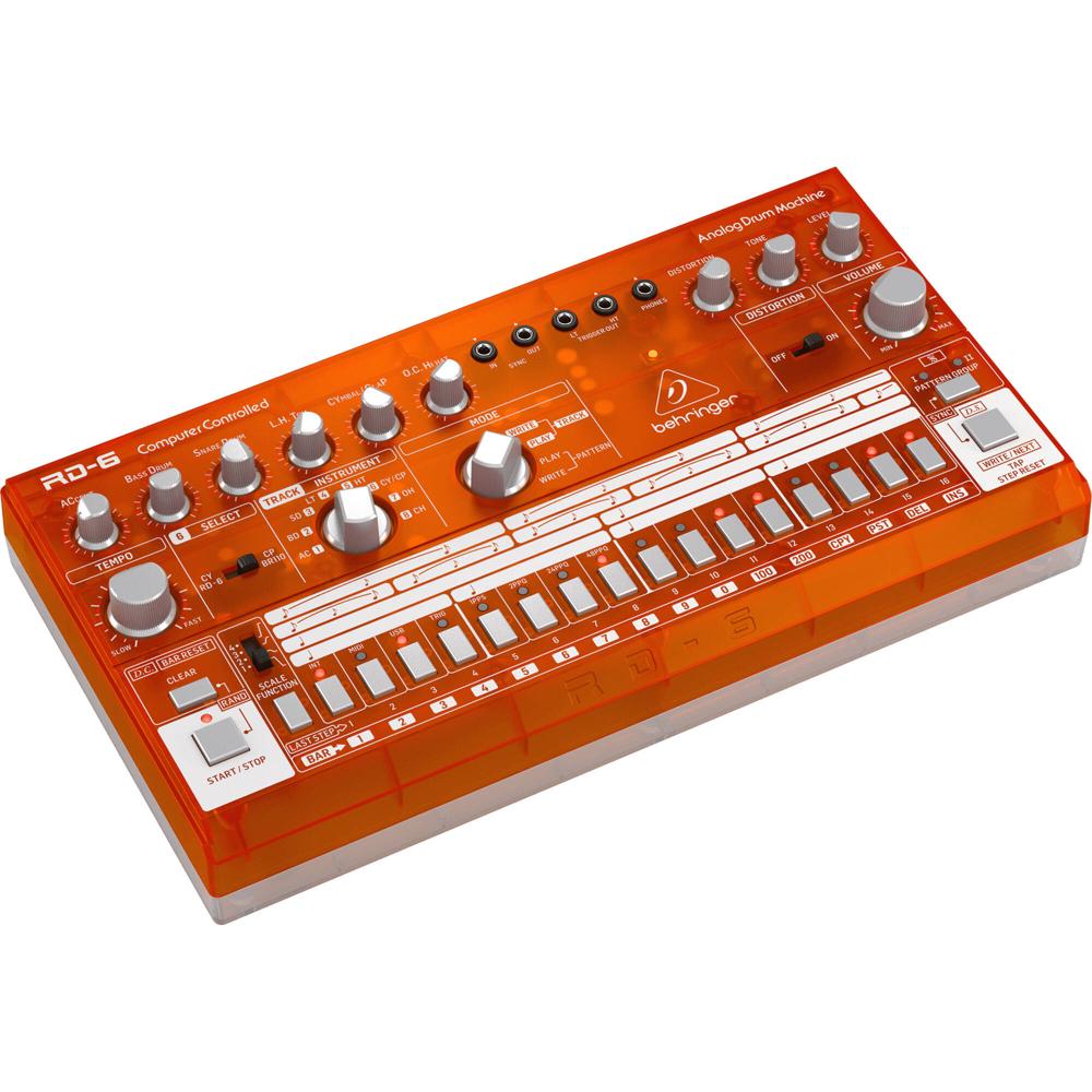 Behringer RD-6-TG Máquina de Ritmos Analógica Tangerine con 8 Sonidos y Secuenciador de